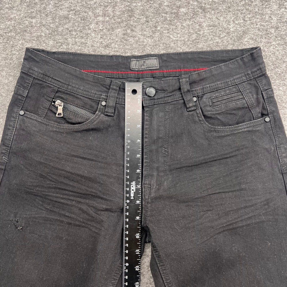 Steve's Jeans Mens Black Distressed Slim Straight Denim Pants 32 Casual urban - Picture 11 of 13